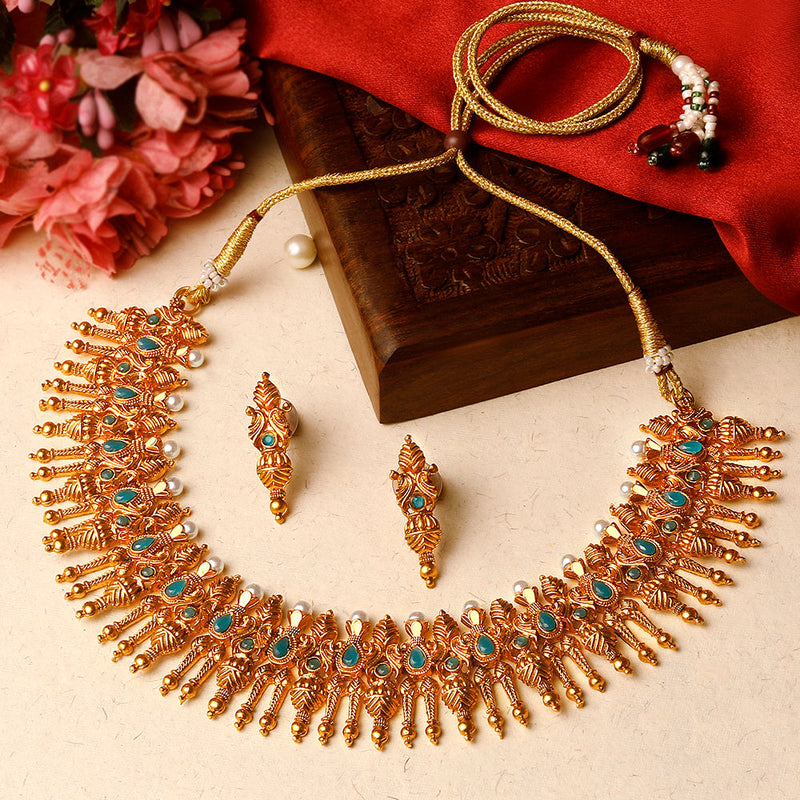 Shrishti Fashion Beautiful Gold Plated Choker Necklace Set For Women