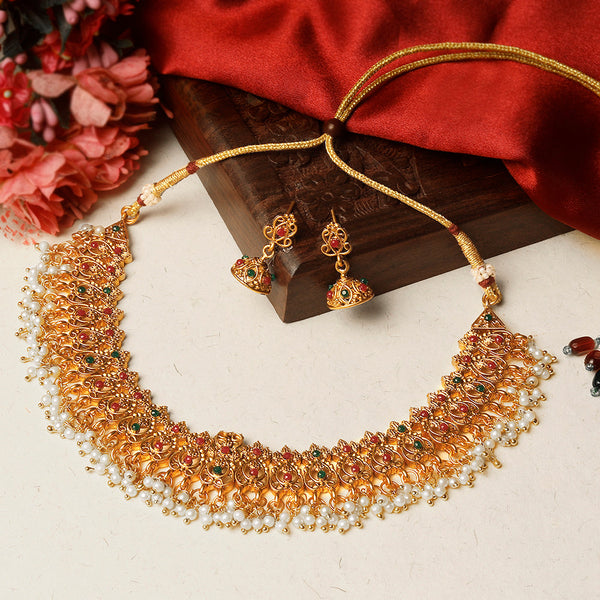 Shrishti Fashion Trendy Gold Plated Choker Necklace Set For Women