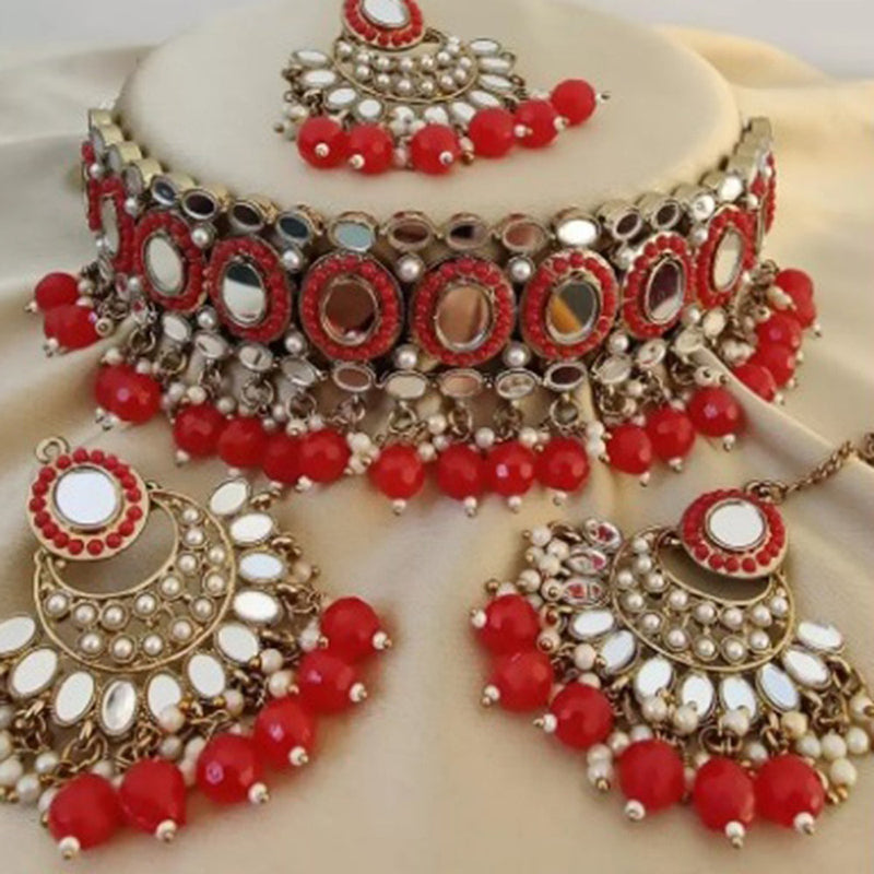 Shrishti Fashion Gold Plated Mirror Choker Necklace Set