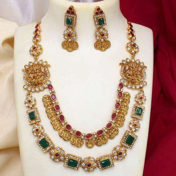 Diksha Collection Gold Plated Pota Stone Long Necklace Set - N 206 STONE