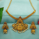 Diksha Collection Gold Plated Pota Stone Temple Necklace Set