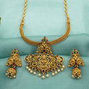 Diksha Collection Gold Plated Pota Stone Temple Necklace Set