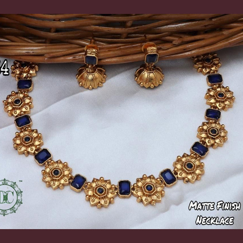 Diksha Collection Gold Plated Pota Stone Necklace Set