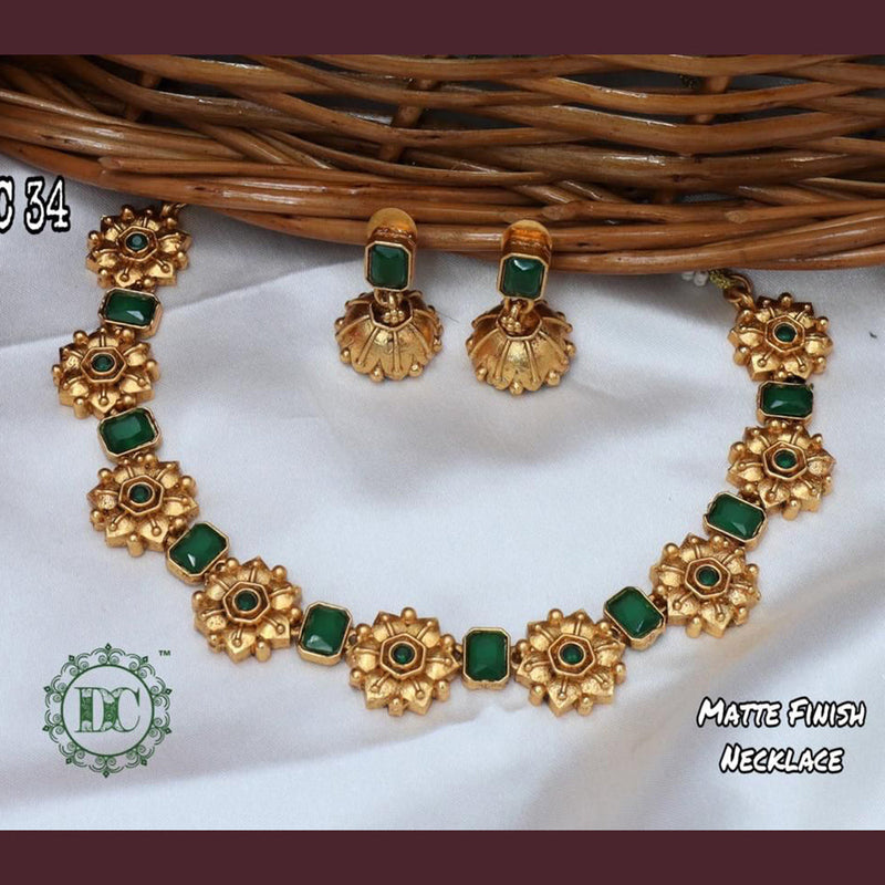 Diksha Collection Gold Plated Pota Stone Necklace Set