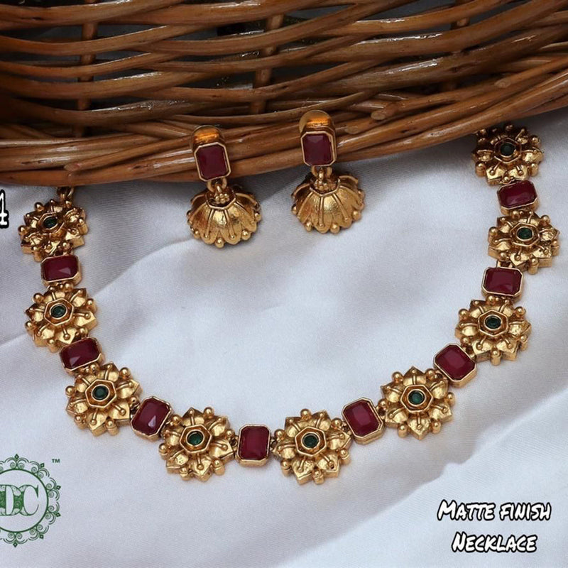 Diksha Collection Gold Plated Pota Stone Necklace Set