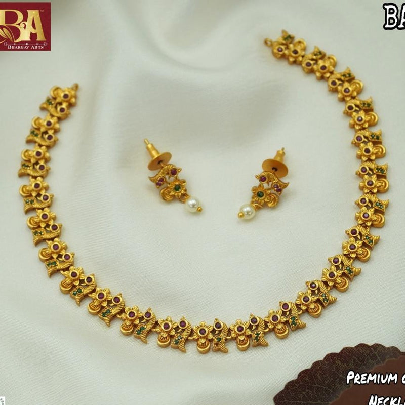 Bhargav Arts Gold Plated Pota Stone Necklace Set