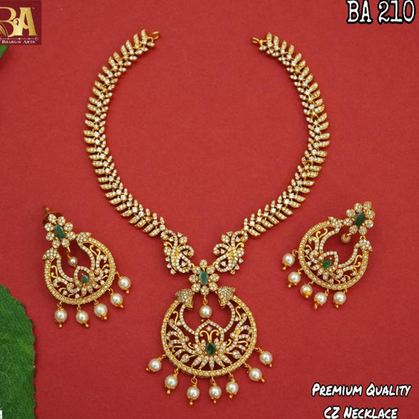 Bhargav Arts Gold Plated AD Stone Necklace Set