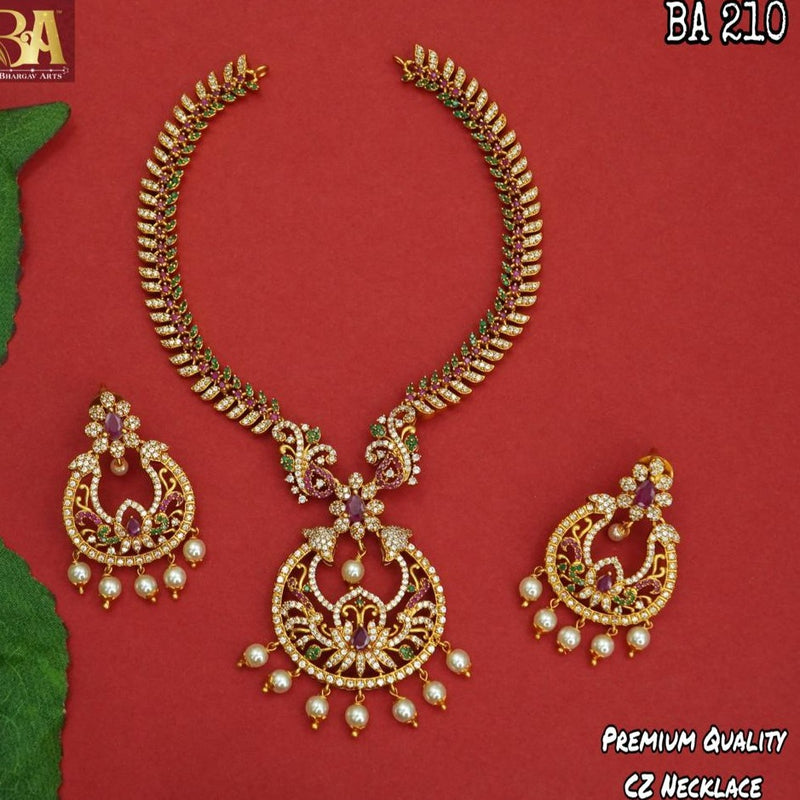 Bhargav Arts Gold Plated AD Stone Necklace Set