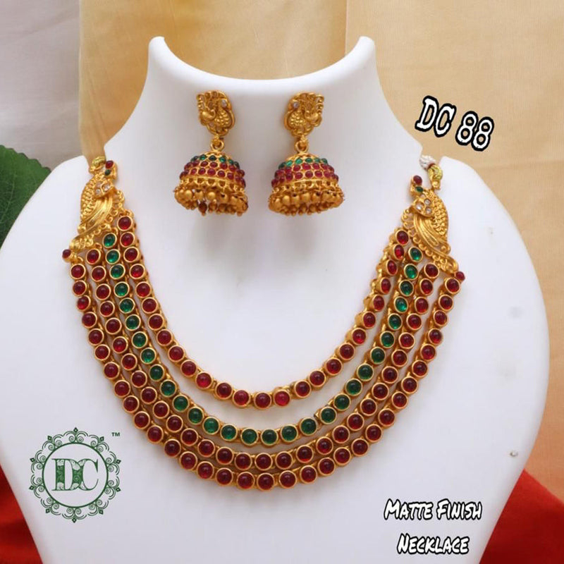 Diksha Collection Gold Plated Pota Stone Necklace Set