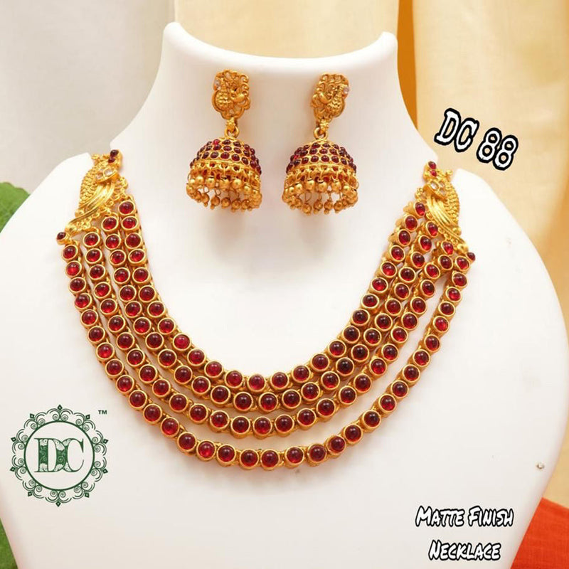 Diksha Collection Gold Plated Pota Stone Necklace Set