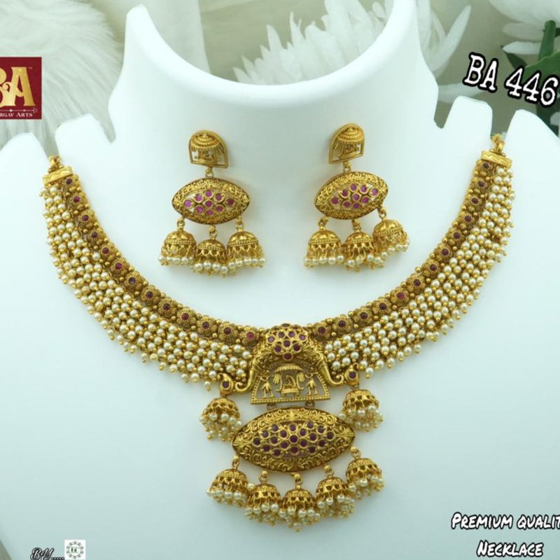 Bhargav Arts Gold Plated Pota Stone Necklace Set