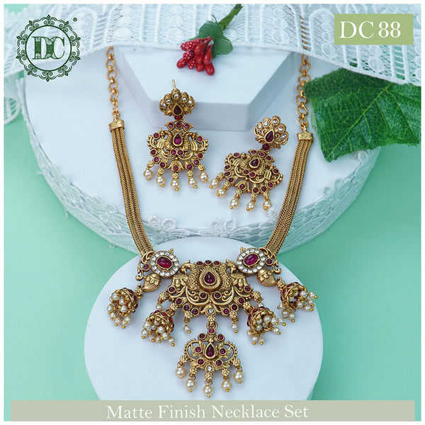 Diksha Collection Gold Plated Pota Stone Necklace Set