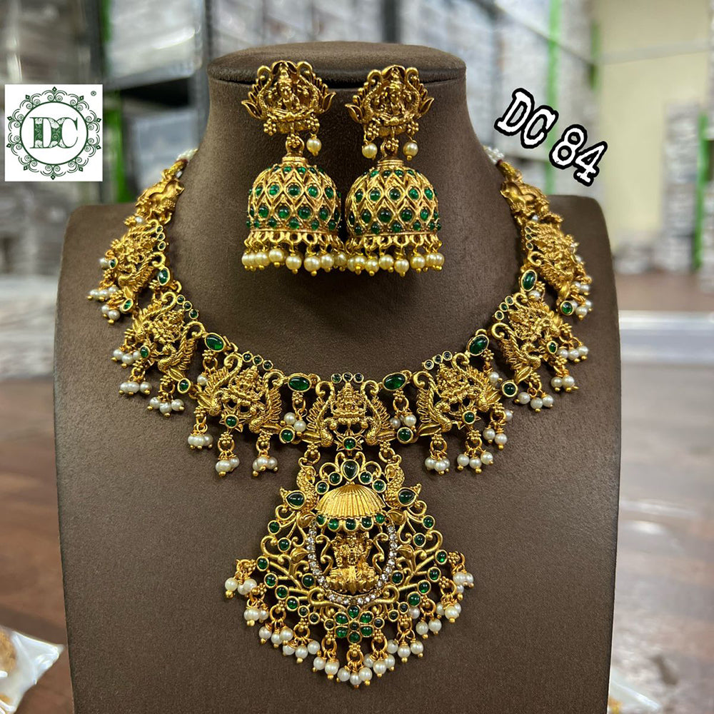 Diksha Collection Gold Plated Pota Stone Neckace Set