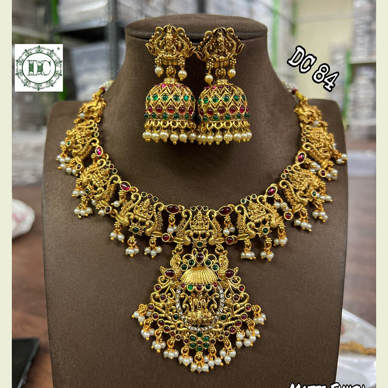 Diksha Collection Gold Plated Pota Stone Neckace Set