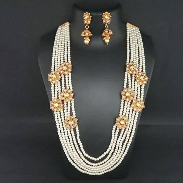 Ganpati Arts AD Stone Pearl Copper Necklace Set