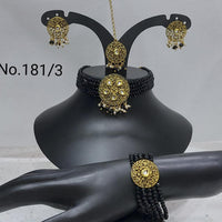 Labdhi Creation Gold Plated Pack Of 6 Kundan & Pearl Choker Necklace Set - ( assorted color )No.181 - 3