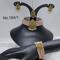 Labdhi Creation Gold Plated Pack Of 6 Kundan & Pearl Choker Necklace Set - ( assorted color )No.184 - 1