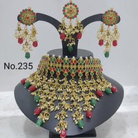 Labdhi Creation Gold Plated Pack Of 6 Kundan & Pearl Choker Necklace Set - No.235