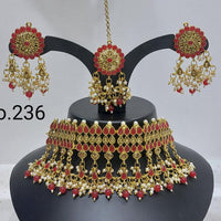 Labdhi Creation Gold Plated Pack Of 6 Kundan & Pearl Choker Necklace Set - No.236