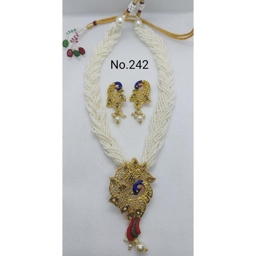 Labdhi Creation Gold Plated Pack Of 6 Kundan & Pearl Choker Peacock Necklace Set ( assorted color )- No.242