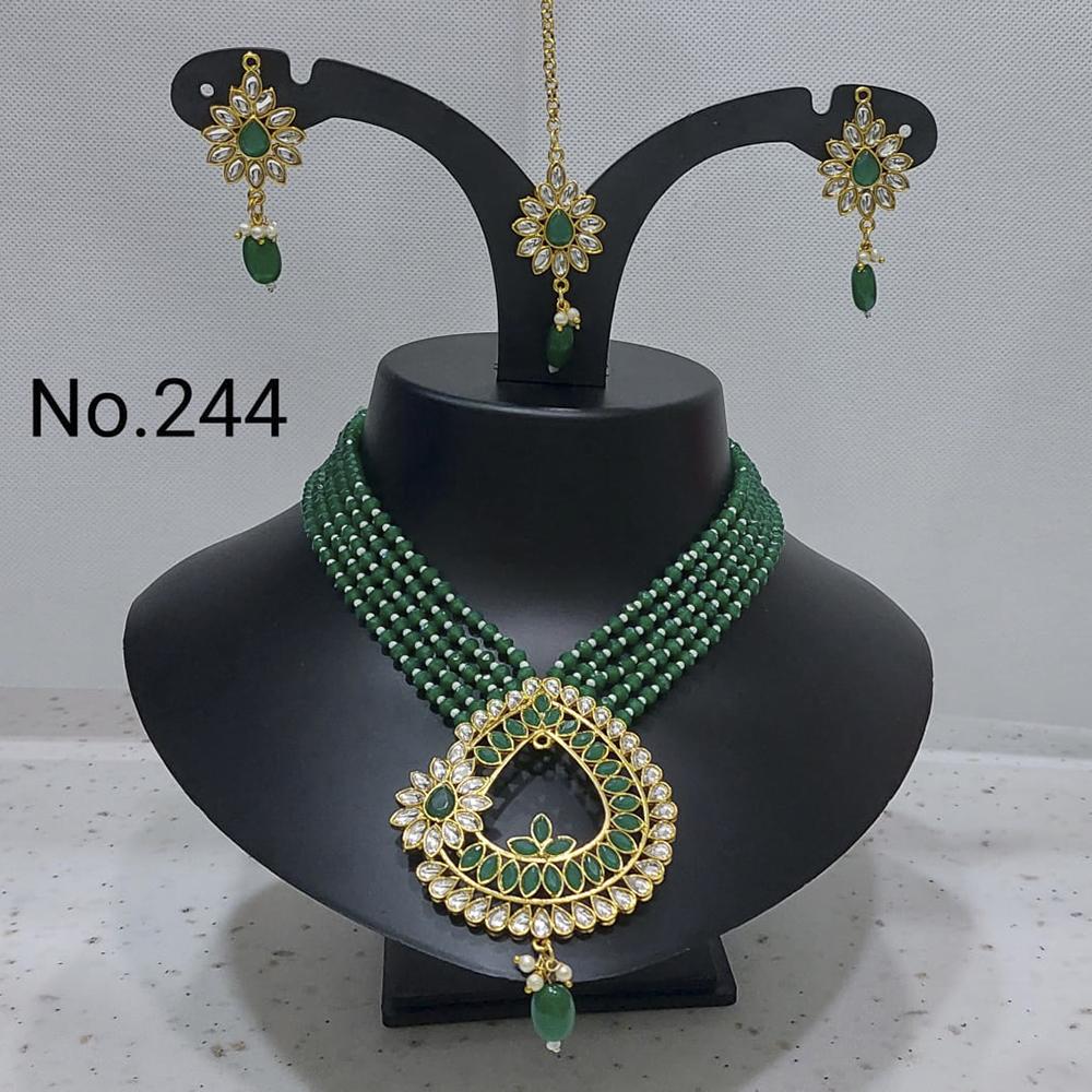Labdhi Creation Gold Plated Pack Of 6 Kundan & Pearl Choker Necklace Set ( assorted color )- No.244