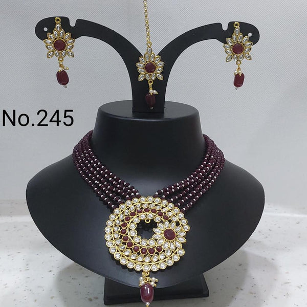 Labdhi Creation Gold Plated Pack Of 6 Kundan & Pearl Choker Necklace Set  ( assorted color )- No.245