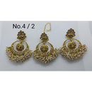 Labdhi Creation Gold Plated Pack Of 6 Kundan Earrings With Maang Tikka - No.4 /3_6