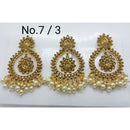 Labdhi Creation Gold Plated Pack Of 6 Kundan Earrings With Maang Tikka