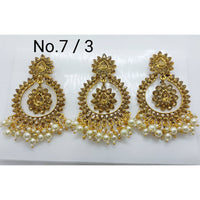 Labdhi Creation Gold Plated Pack Of 6 Kundan Earrings With Maang Tikka