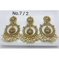 Labdhi Creation Gold Plated Pack Of 6 Kundan Earrings With Maang Tikka - No.7 / 2_Red_6