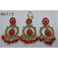 Labdhi Creation Gold Plated Pack Of 6 Kundan Earrings With Maang Tikka - No.1 /3_6