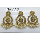 Labdhi Creation Gold Plated Pack Of 6 Kundan Earrings With Maang Tikka  - No.7 / 3_Green_6