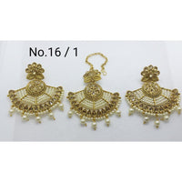 Labdhi Creation Gold Plated Pack Of 6 Kundan Earrings With Maang Tikka - No .16 / 2_6