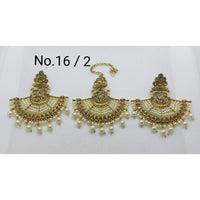 Labdhi Creation Gold Plated Pack Of 6 Kundan Earrings With Maang Tikka - No .16 / 3_6
