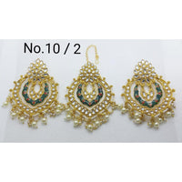 Labdhi Creation Gold Plated Pack Of 6 Kundan Earrings With Maang Tikka - No . 10 / 3_6