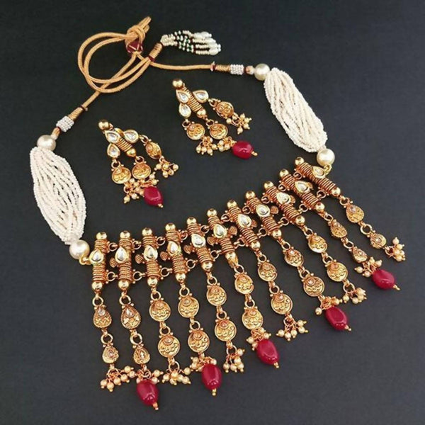 Ganpati Arts Kundan Stone Copper Choker Necklace Set
