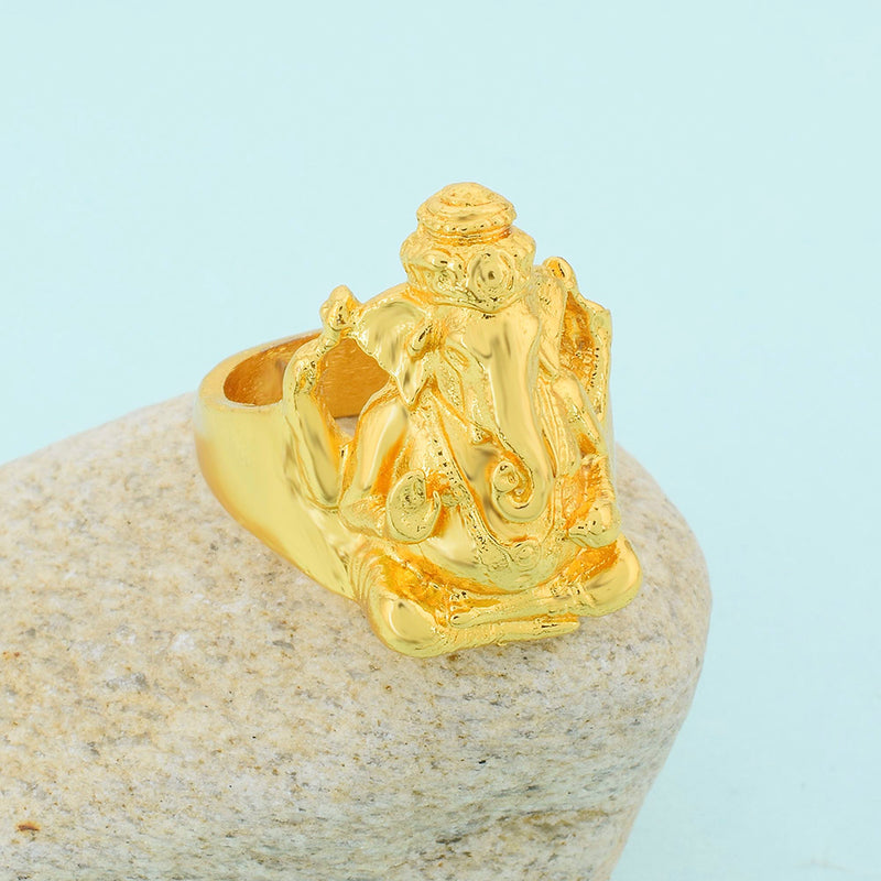 Lord Ganesha Gold Finger Ring
