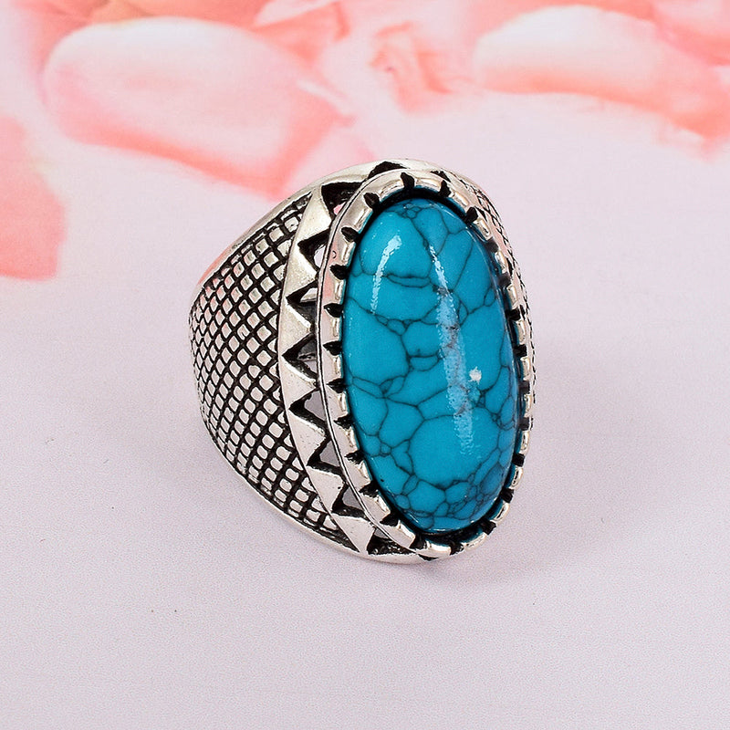 Buy Turquoise ring, Oval stone ring, Artisan bold gemstone silver ring  online at aStudio1980.com