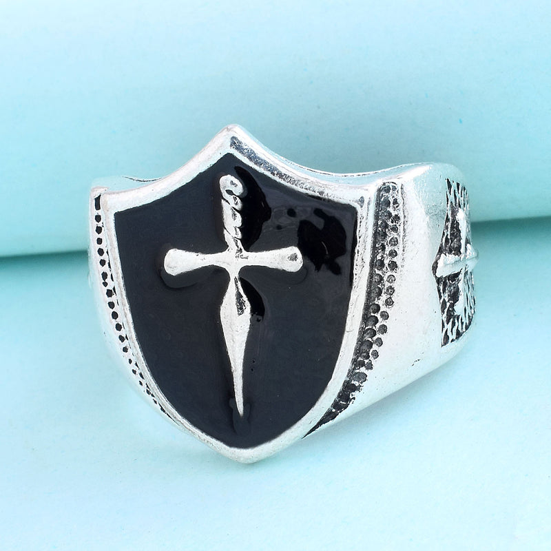 Missmister Oxidised Brass Sword On Shield Design Fashion Fingerring Men (Orri5438)