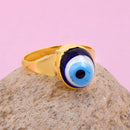 Missmister Brass Gold Plated Nazar-Battu Evil Eye Finger Ring Fashion Jewellery Men Women (Orrm6647)