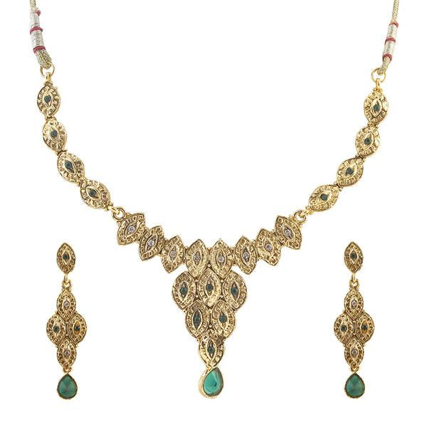 Tip Top Fashions Kundan Stone Gold Plated Necklace Set - 1100528