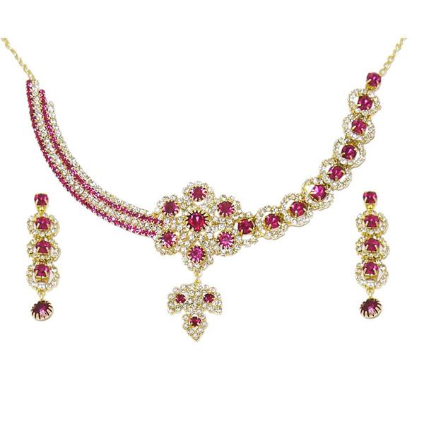 Kriaa Pink Austrian Stone Gold Plated necklace Set - 1103709