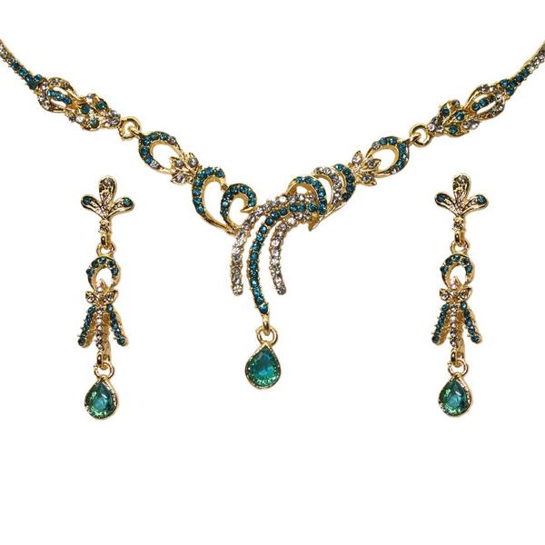 The99Jewel Blue Austrian Stone Gold Plated Necklace Set - 1103926