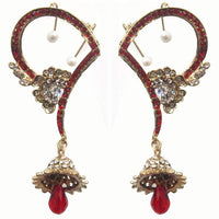 Kriaa Gold Plated Austrian Stone Ear Cuff Jhumki Earrings - 1300503