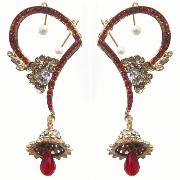 Kriaa Gold Plated Austrian Stone Ear Cuff Jhumki Earrings - 1300503