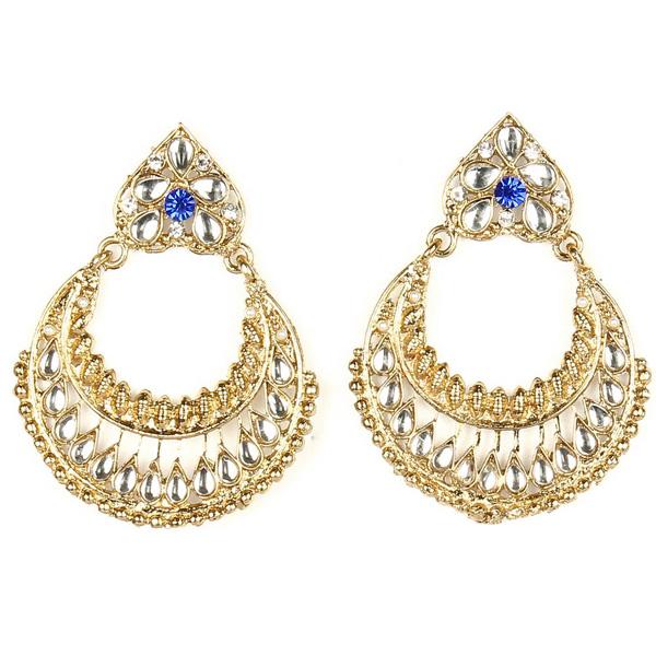 Kriaa Kundan Gold Plated Austrian Stone Chandbali Earrings - 1300602