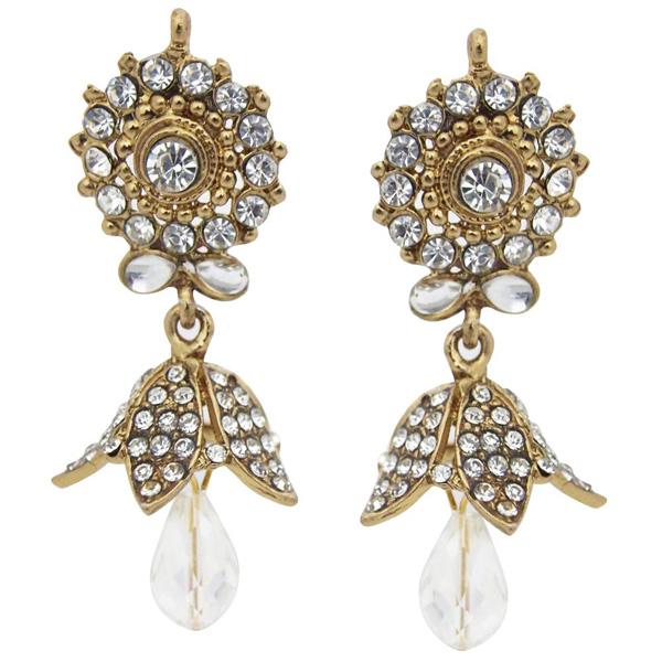 Kriaa Gold Plated Kundan Austrian Stone Jhumki Earrings - 1300701