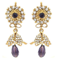 Kriaa Kundan Gold Plated Austrian Stone Jhumki Earrings - 1300708