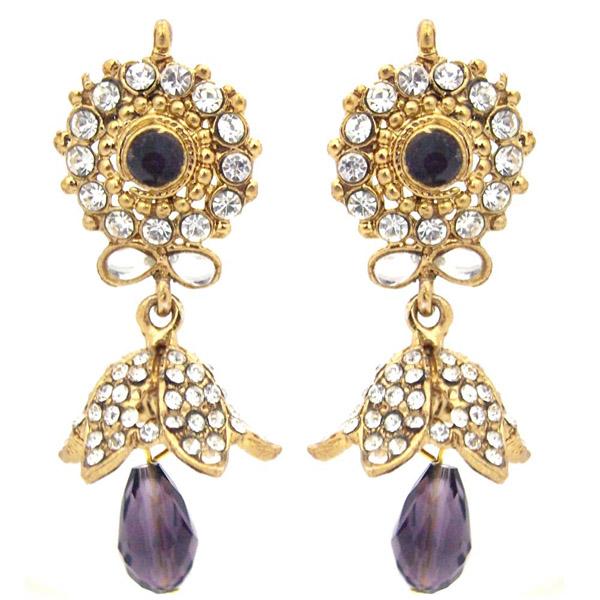 Kriaa Kundan Gold Plated Austrian Stone Jhumki Earrings - 1300708