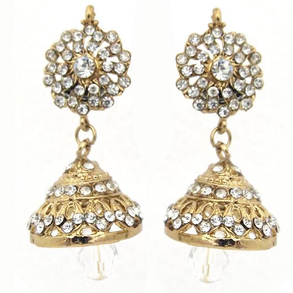 Kriaa Austrian Stone Crystal Drop Gold Plated Jhumki Earrings - 1300722